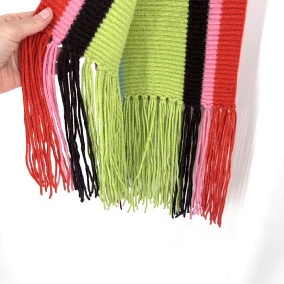 Vintage Y2K Lambswool & Angora Rainbow Striped Fringe‎ Winter Scarf Colorful - Picture 8 of 15